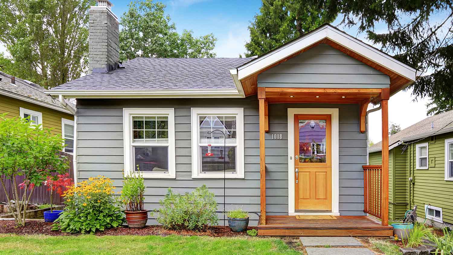 Gray house with small porch