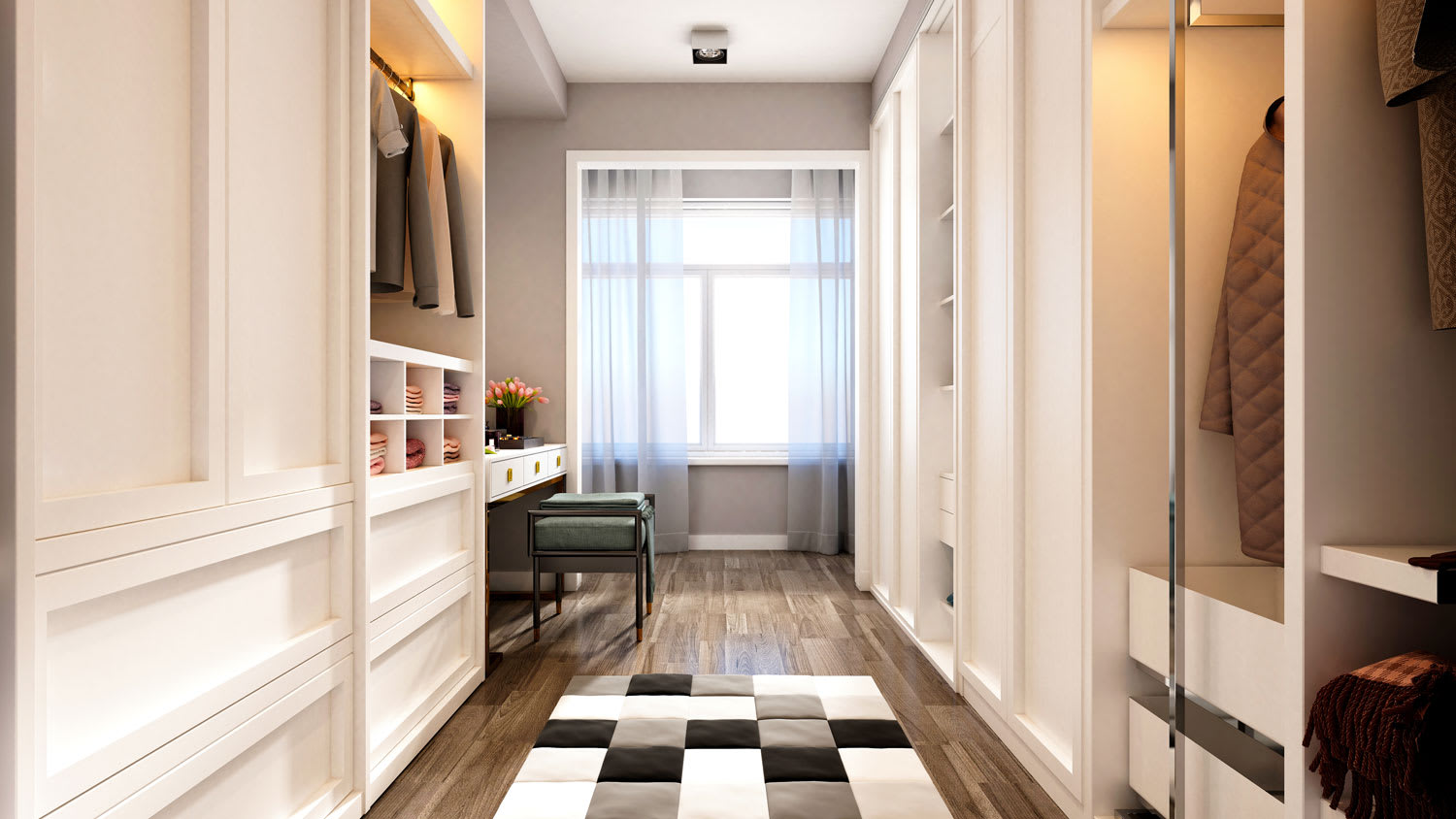 A home office in a walk-in closet