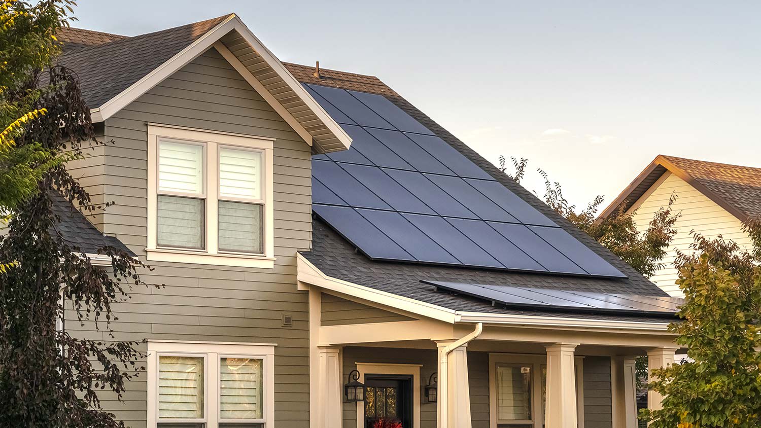 Solar panels on house roof