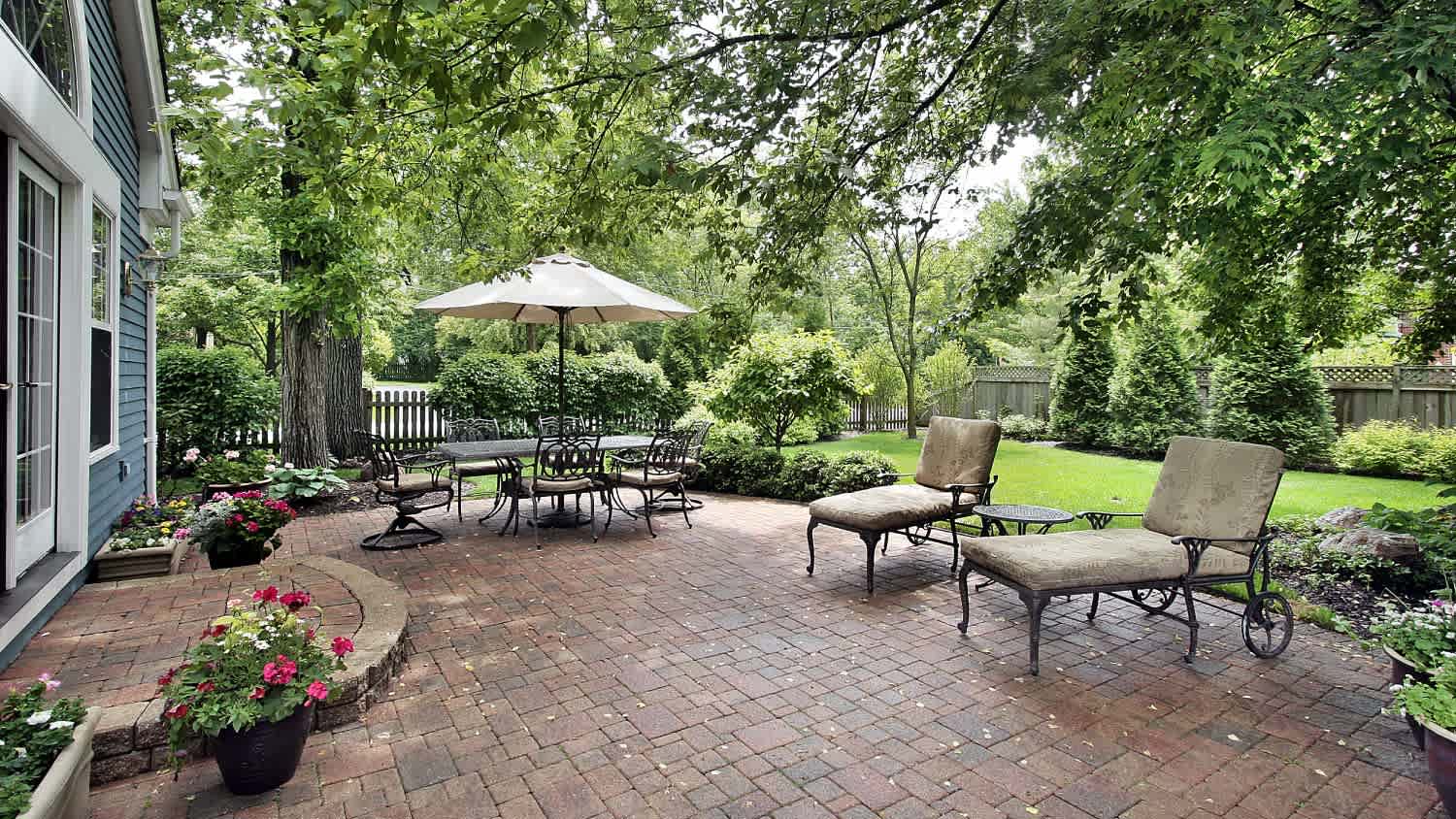Brick patio of suburban home
