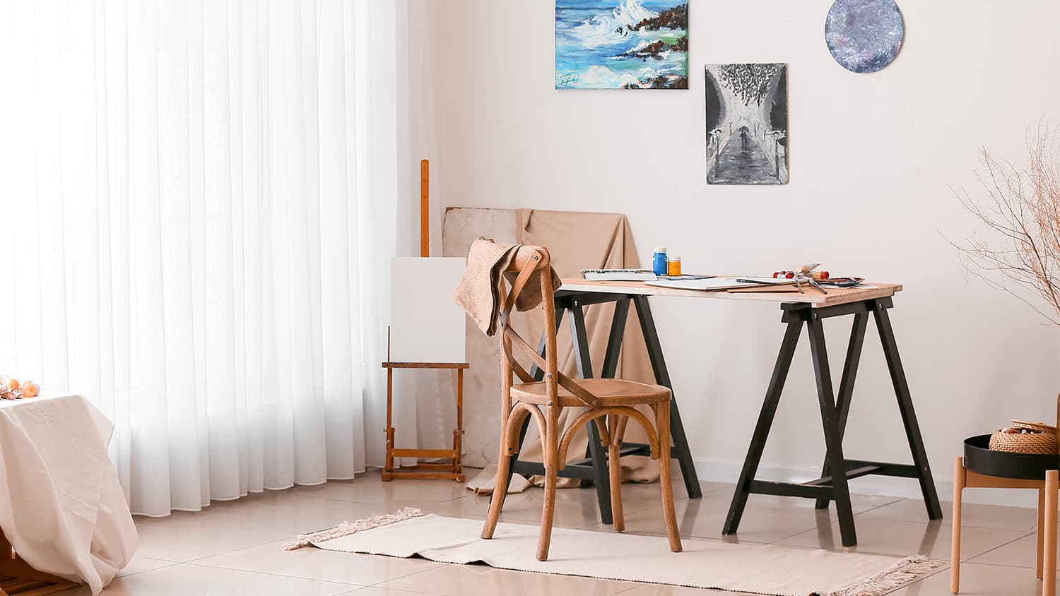 Art table supplies artwork