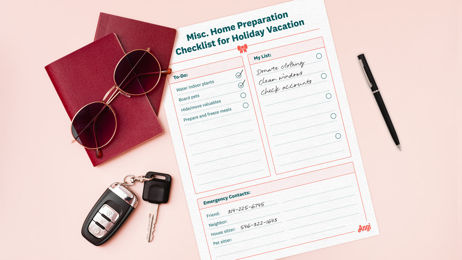 Misc. Home Preparation for Holiday Vacation mockup printable sheet