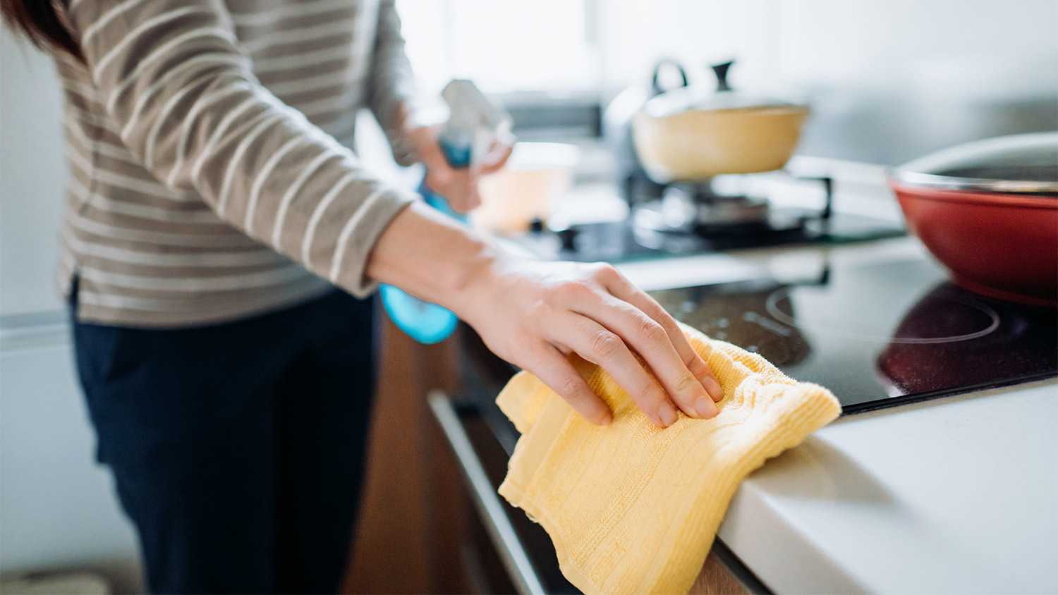Clean kitchen yellow rag