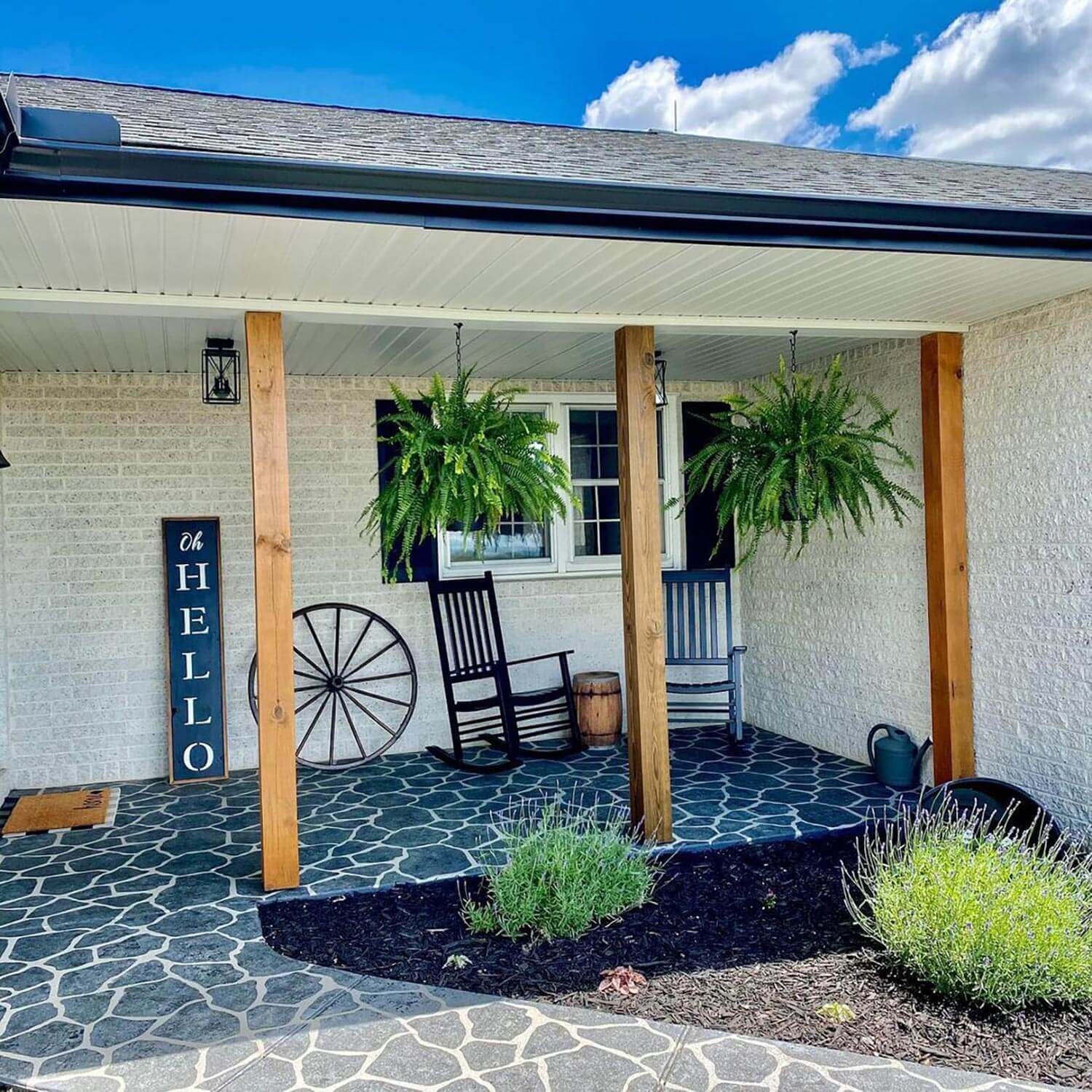 A modern porch with amazing flooring