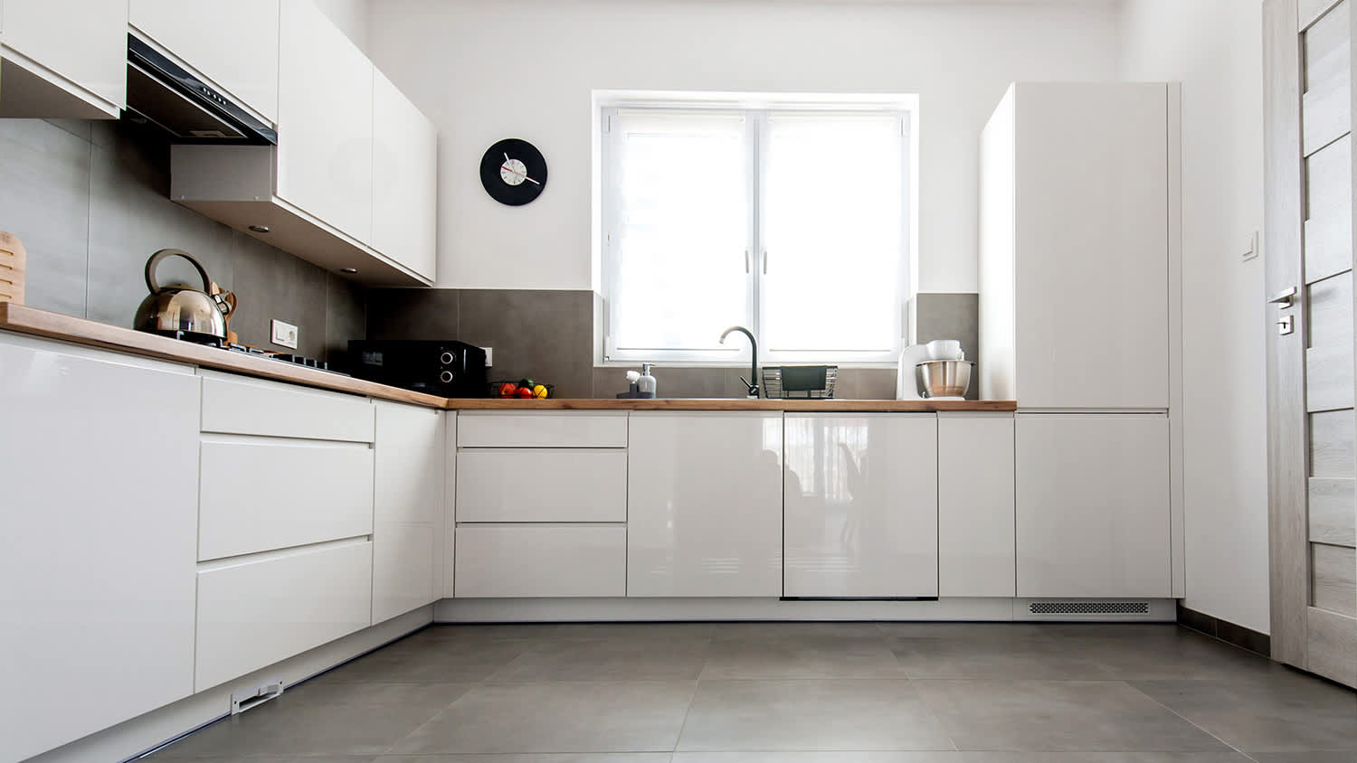 sleek white kitchen interior