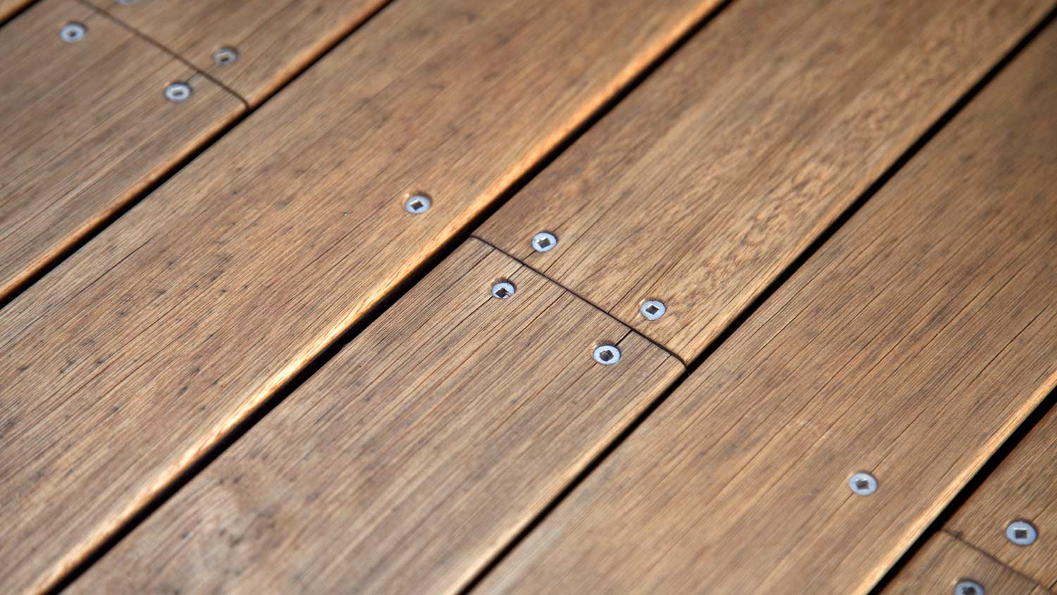 Detail of screws holding deck boards together