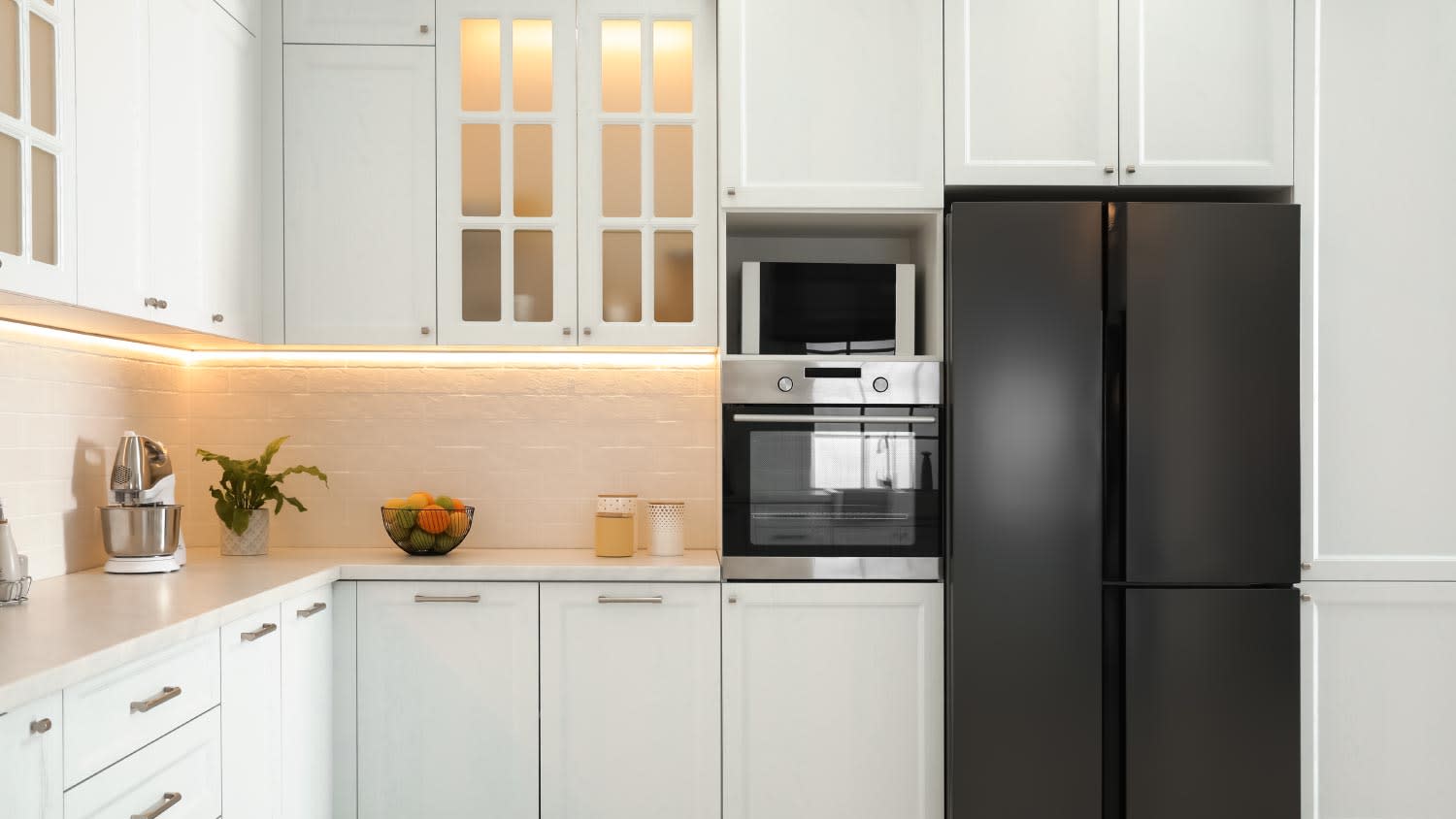 Kitchen interior with stylish white furniture