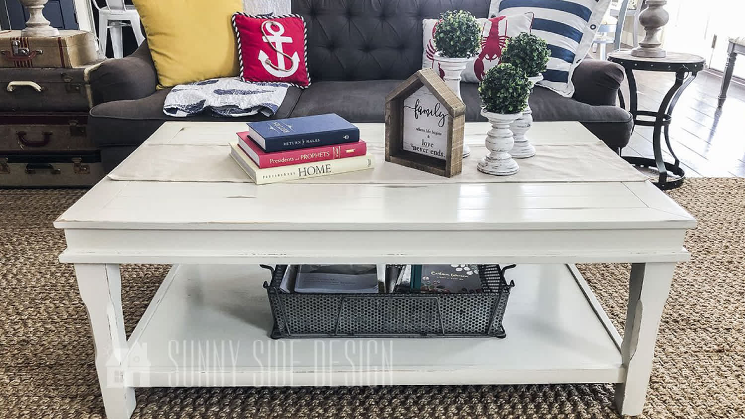 Coffee table with white chalk paint