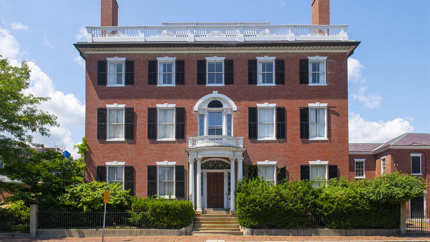 Red brick house windows