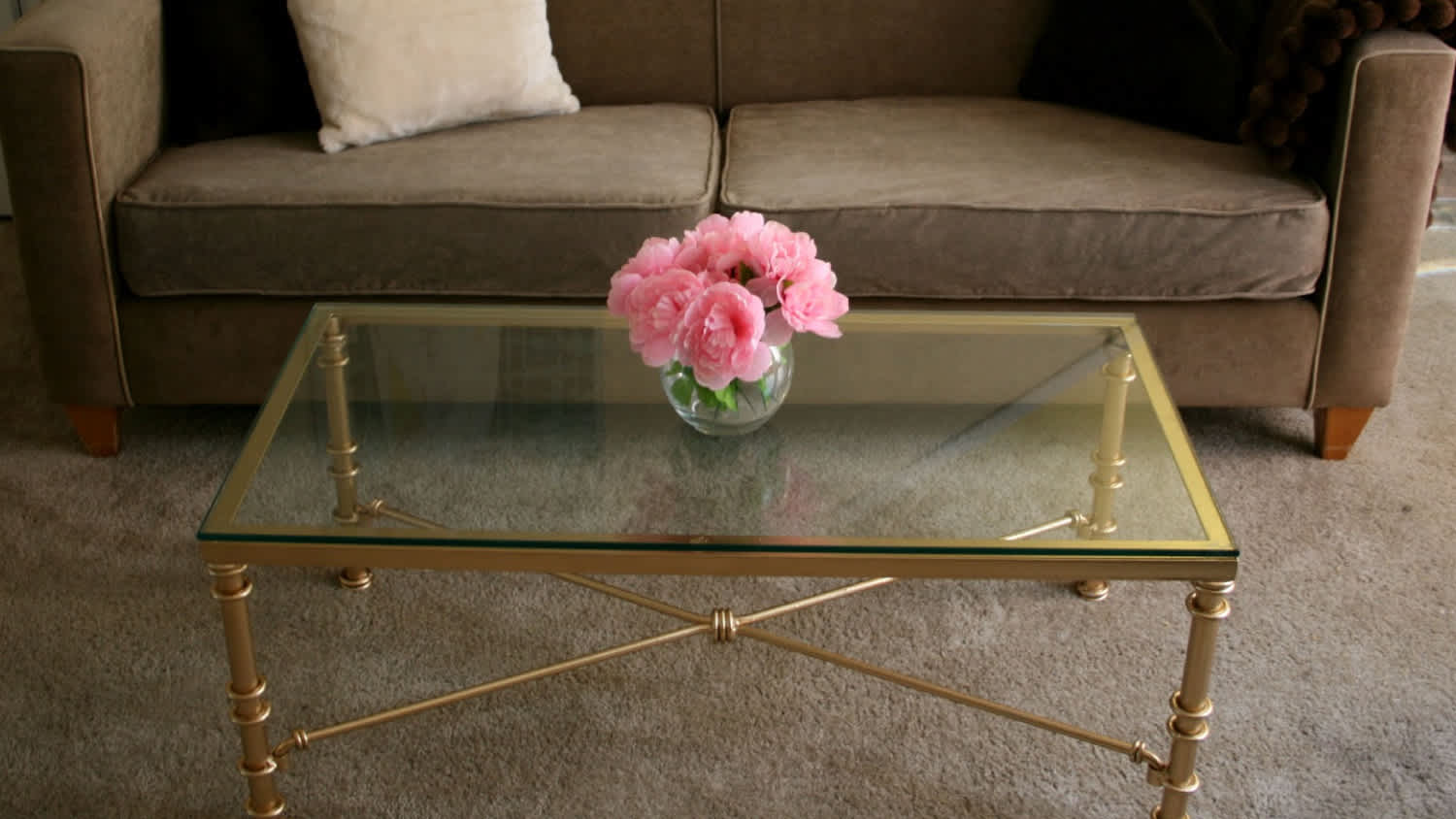 coffee table with gold spray paint