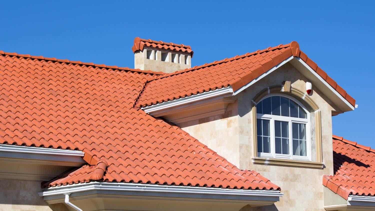 Ceramic tiled roof on house