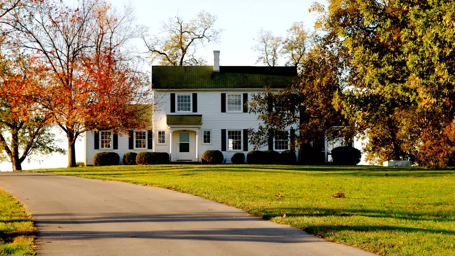A beautiful house on an autumn day