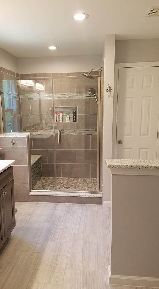 Accessible shower chair in shower