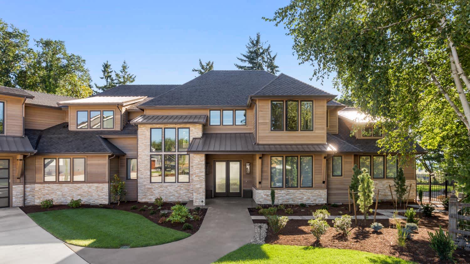Home exterior on sunny day