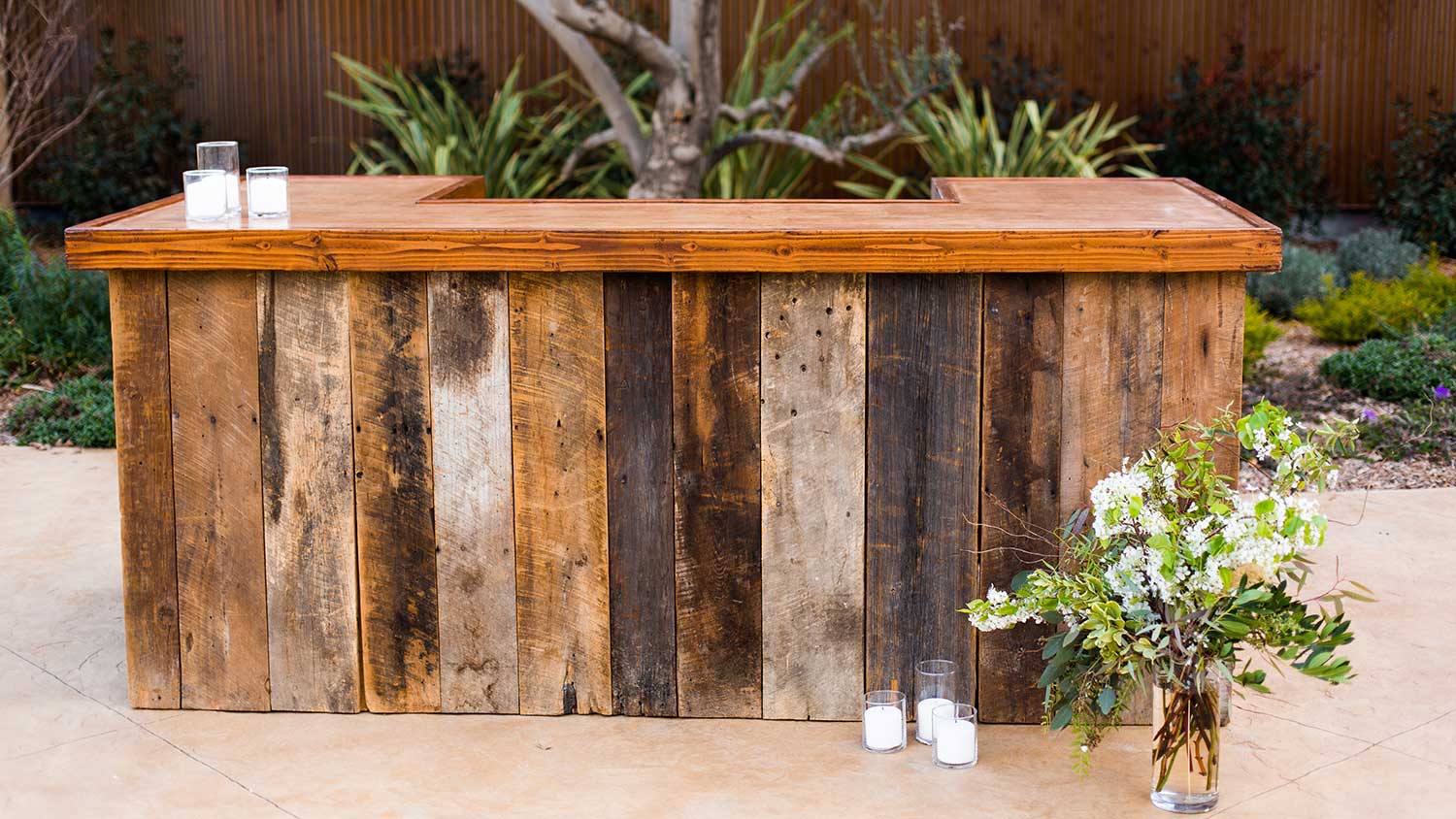 Patio bar made with barn wood