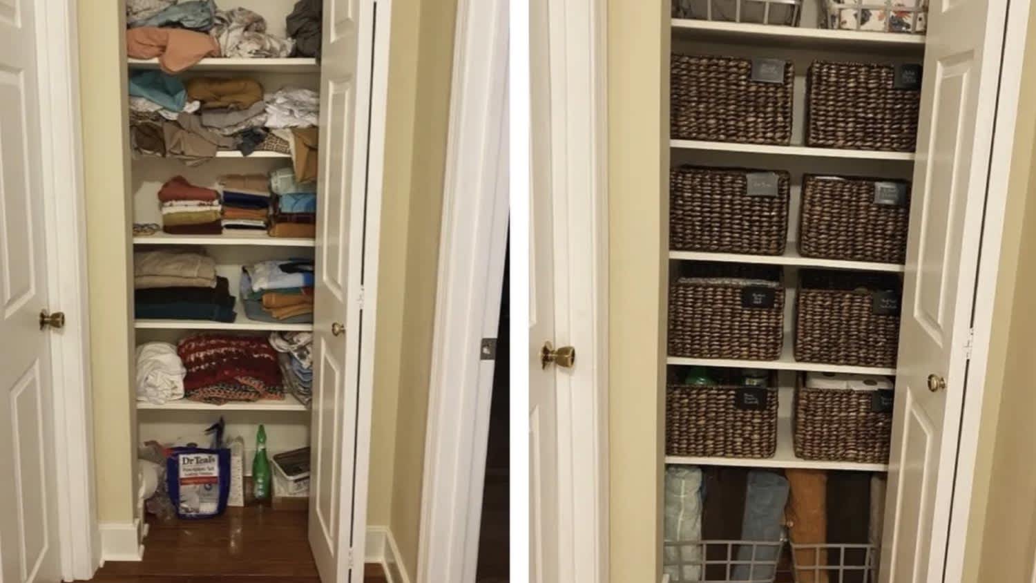 Wicker basket closet organizers