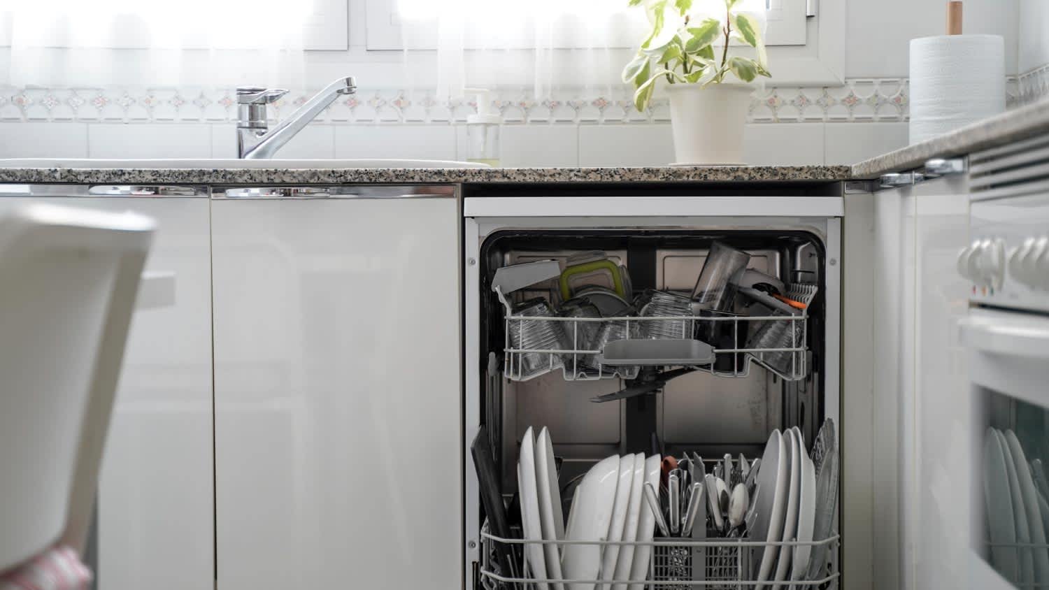 A dishwasher in the kitchen