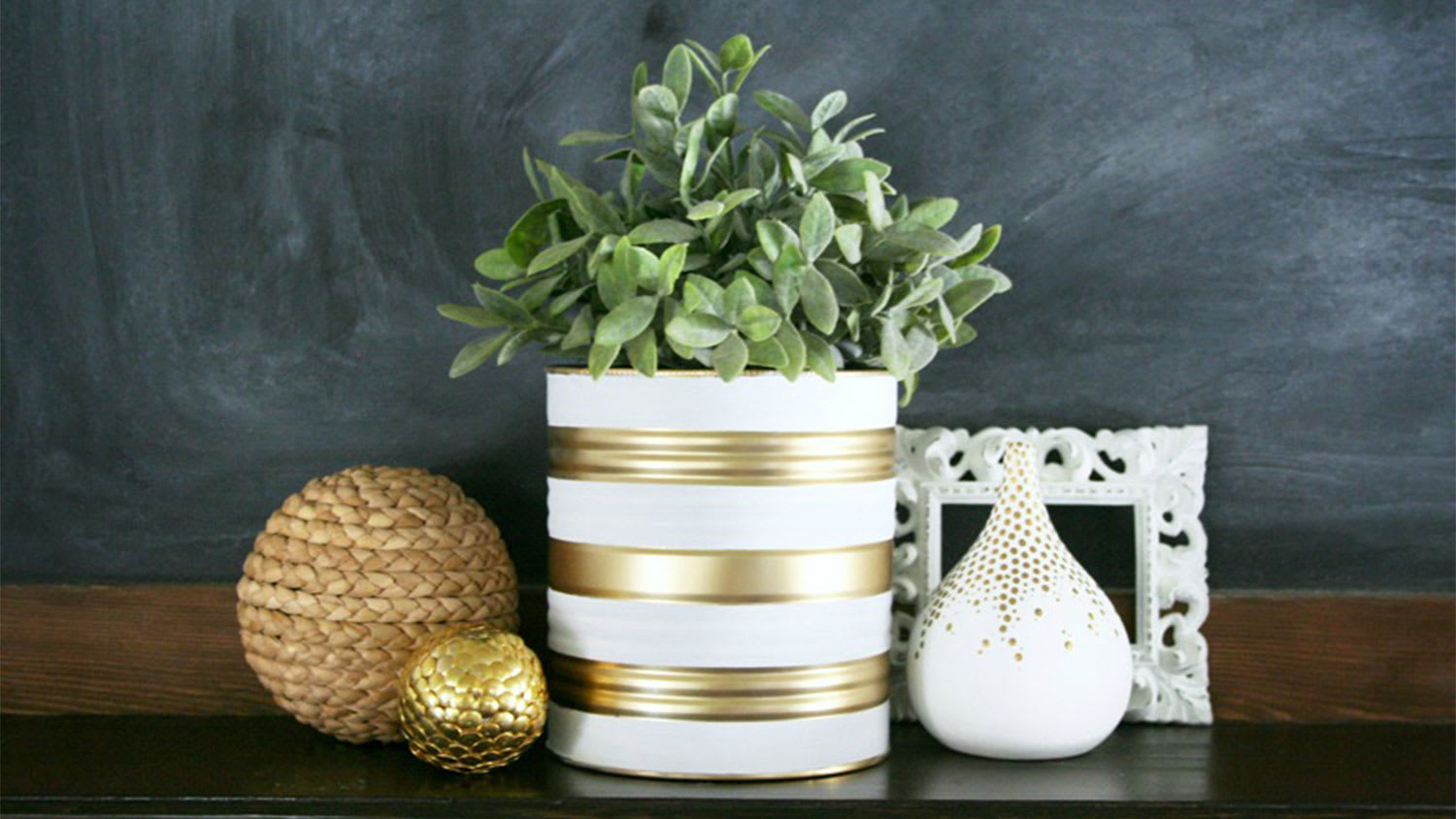 Paint can being used as a planter