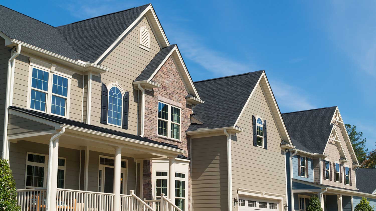 Two story houses in new neighborhood