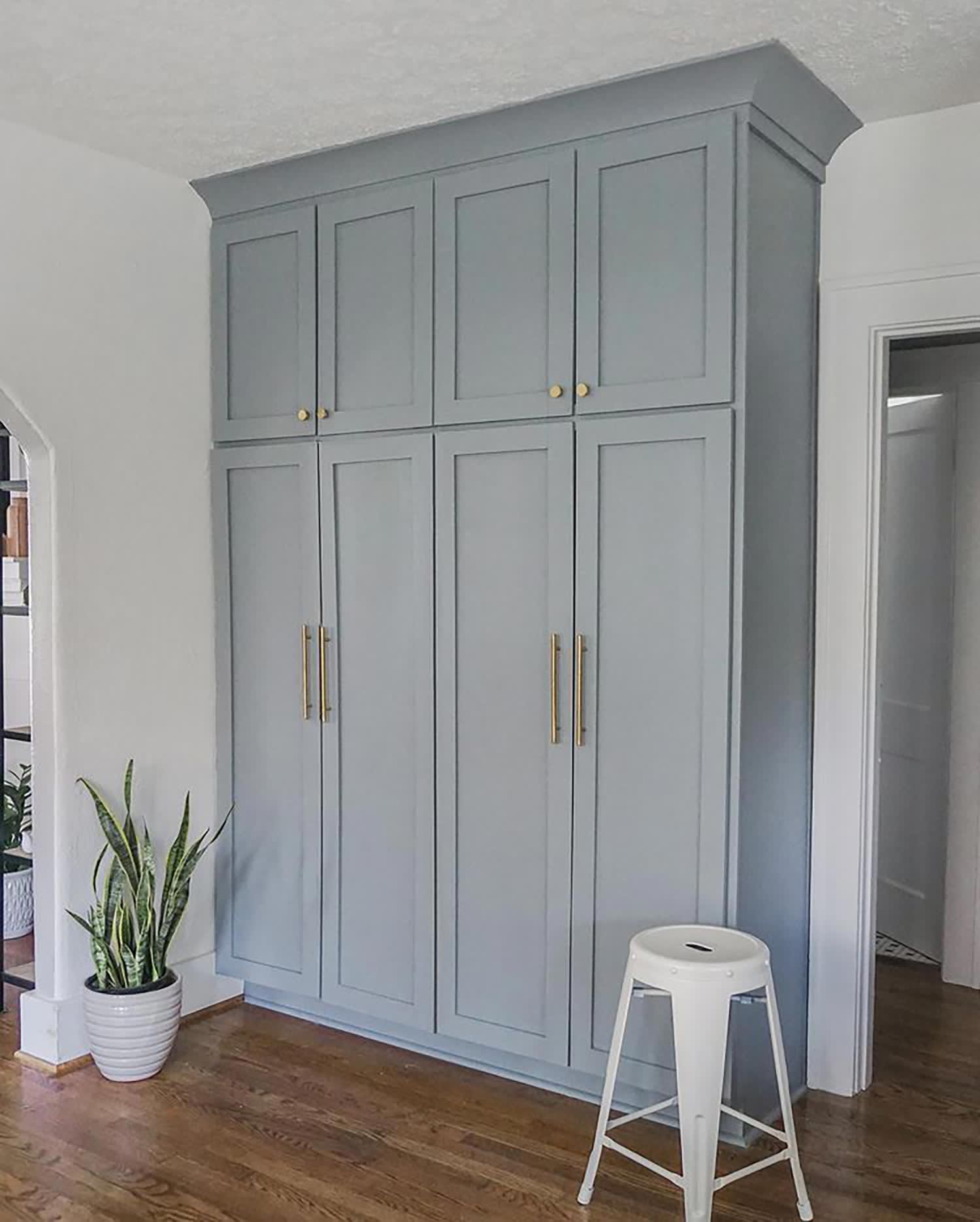 A renovated pantry in blue slate color