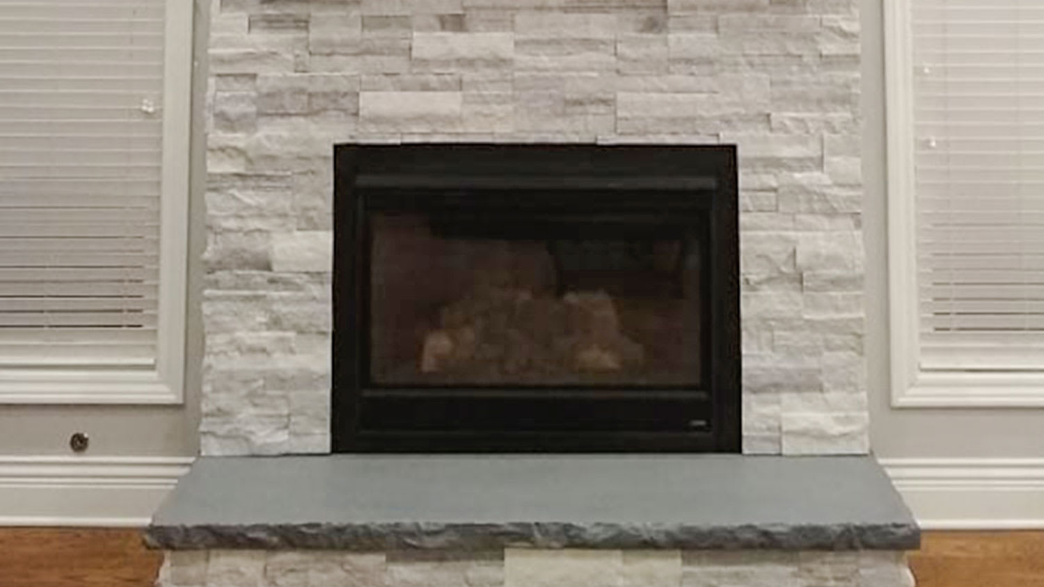 Interior of modern room with fireplace