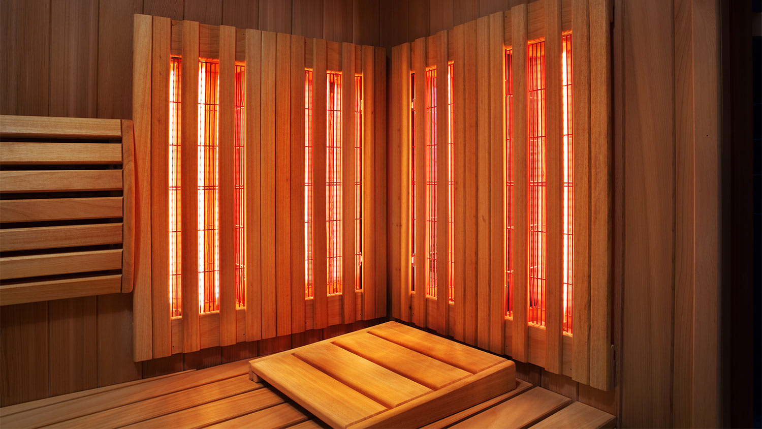 Wooden sauna infrared light