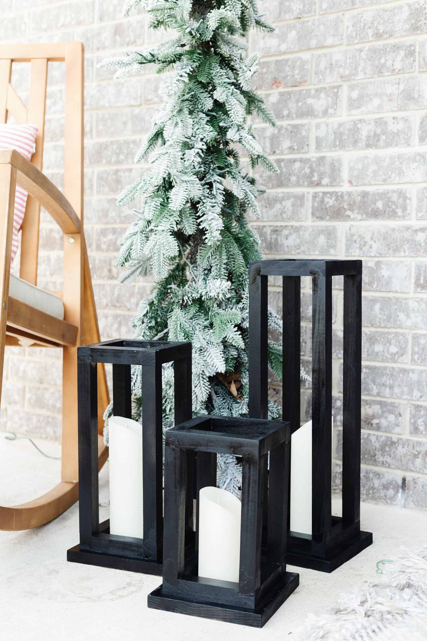 Black candle lantern porch