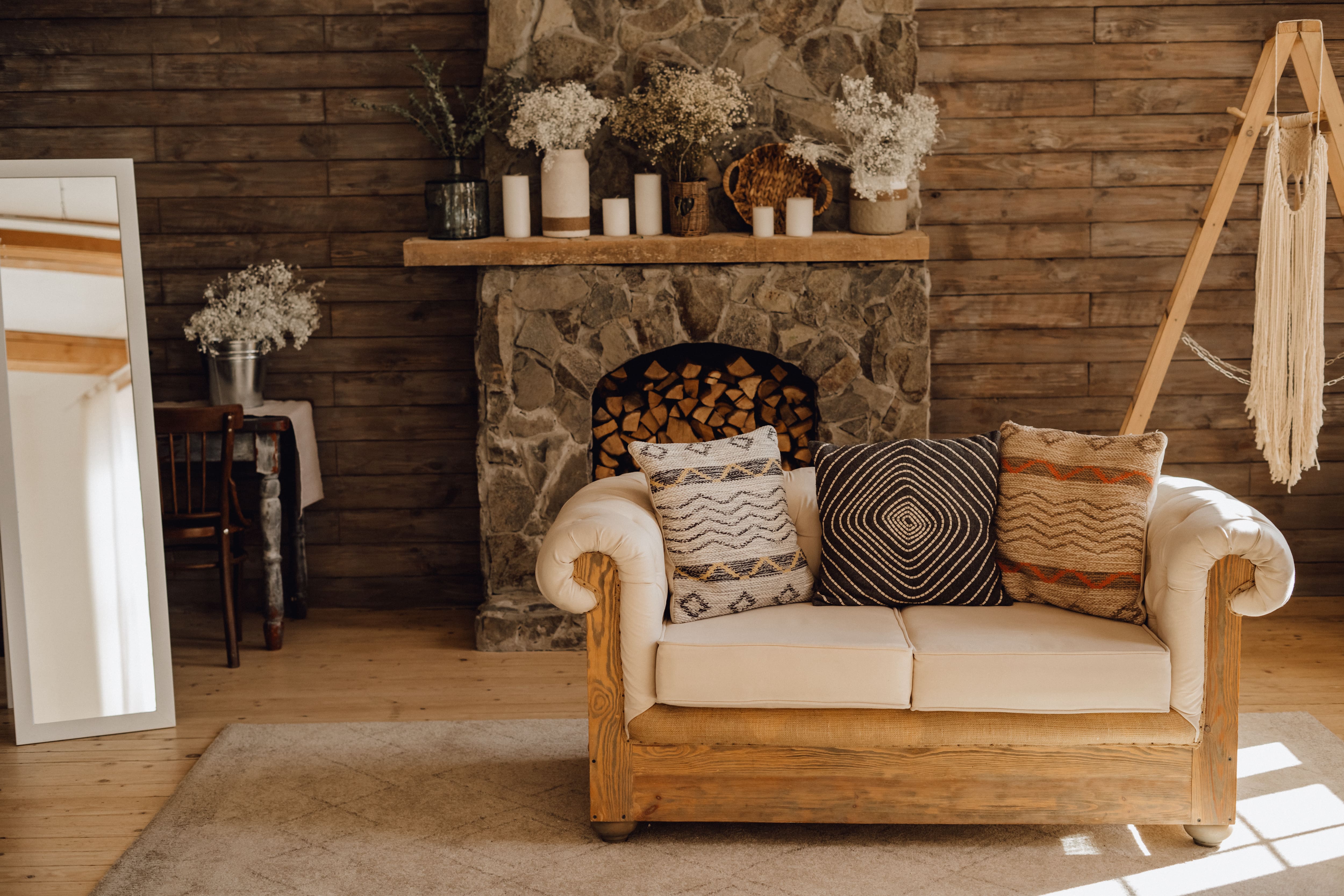 Living room with wood elements