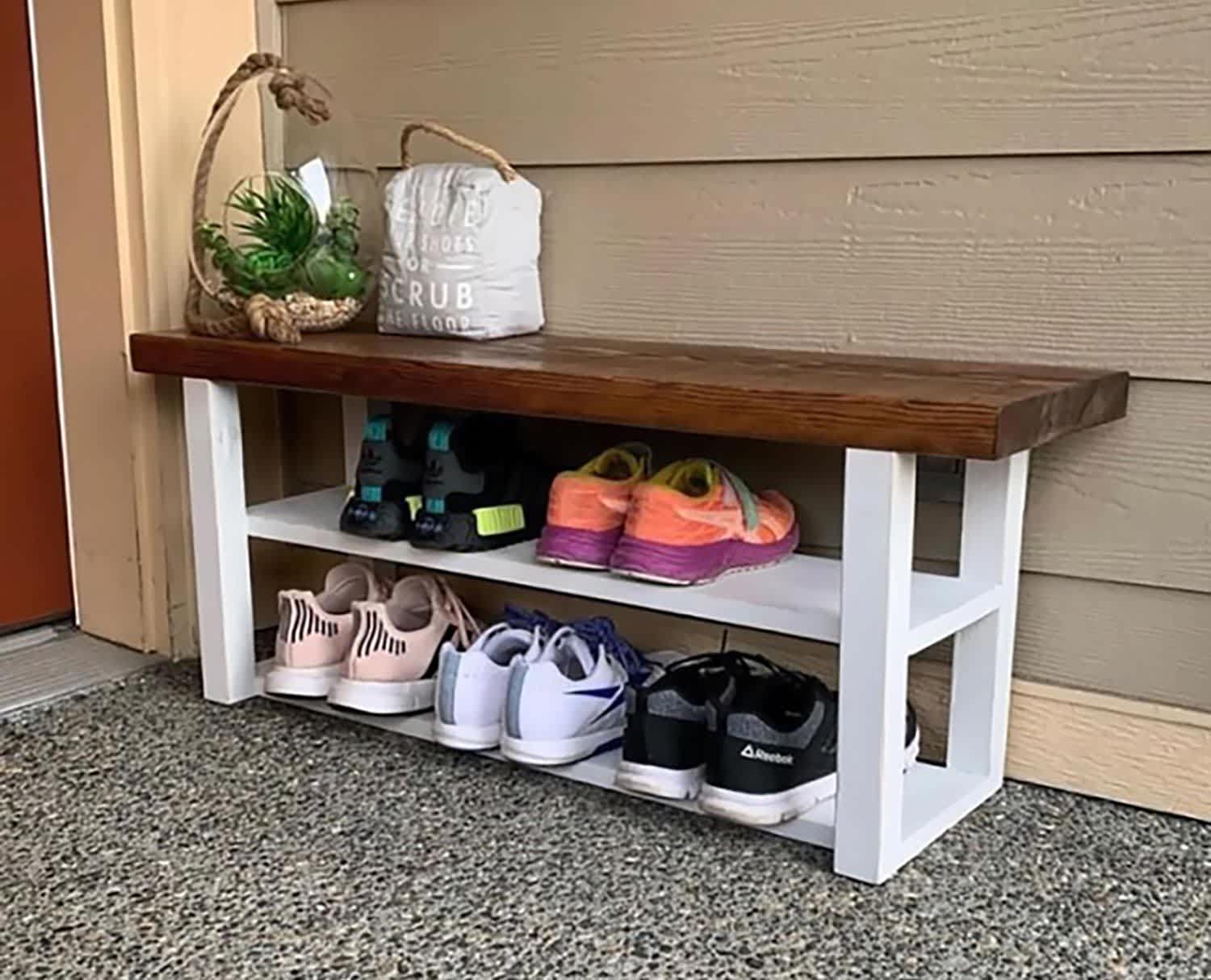 Porch shoe rack bench