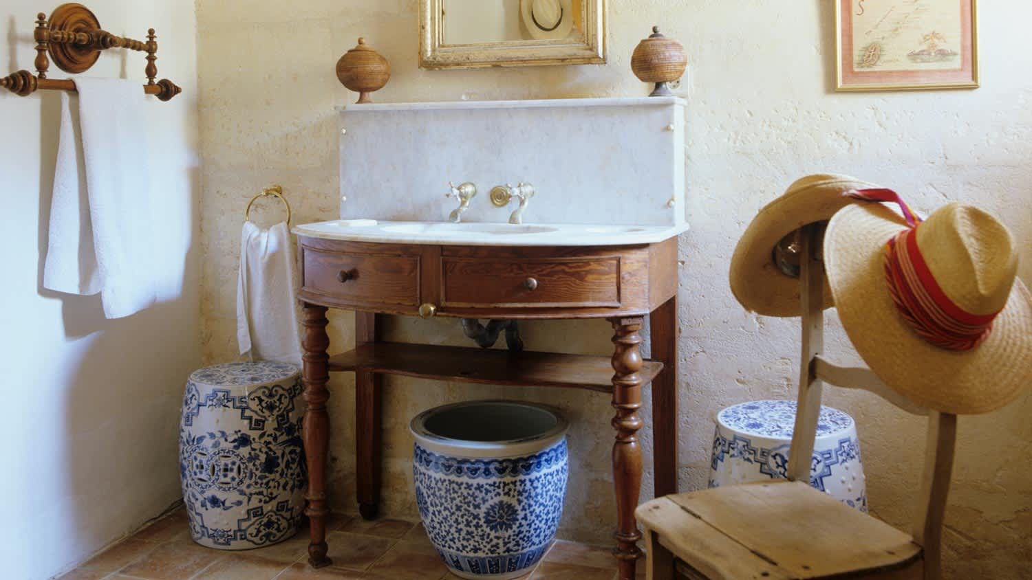 A restored drawer used as a bathroom vanity