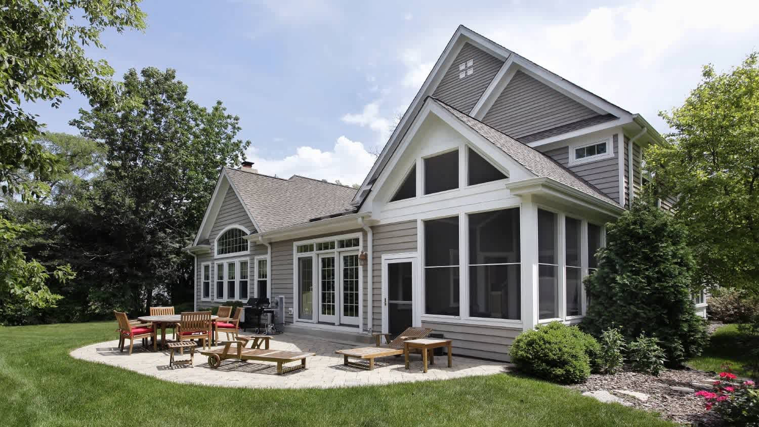 A house with brick patio