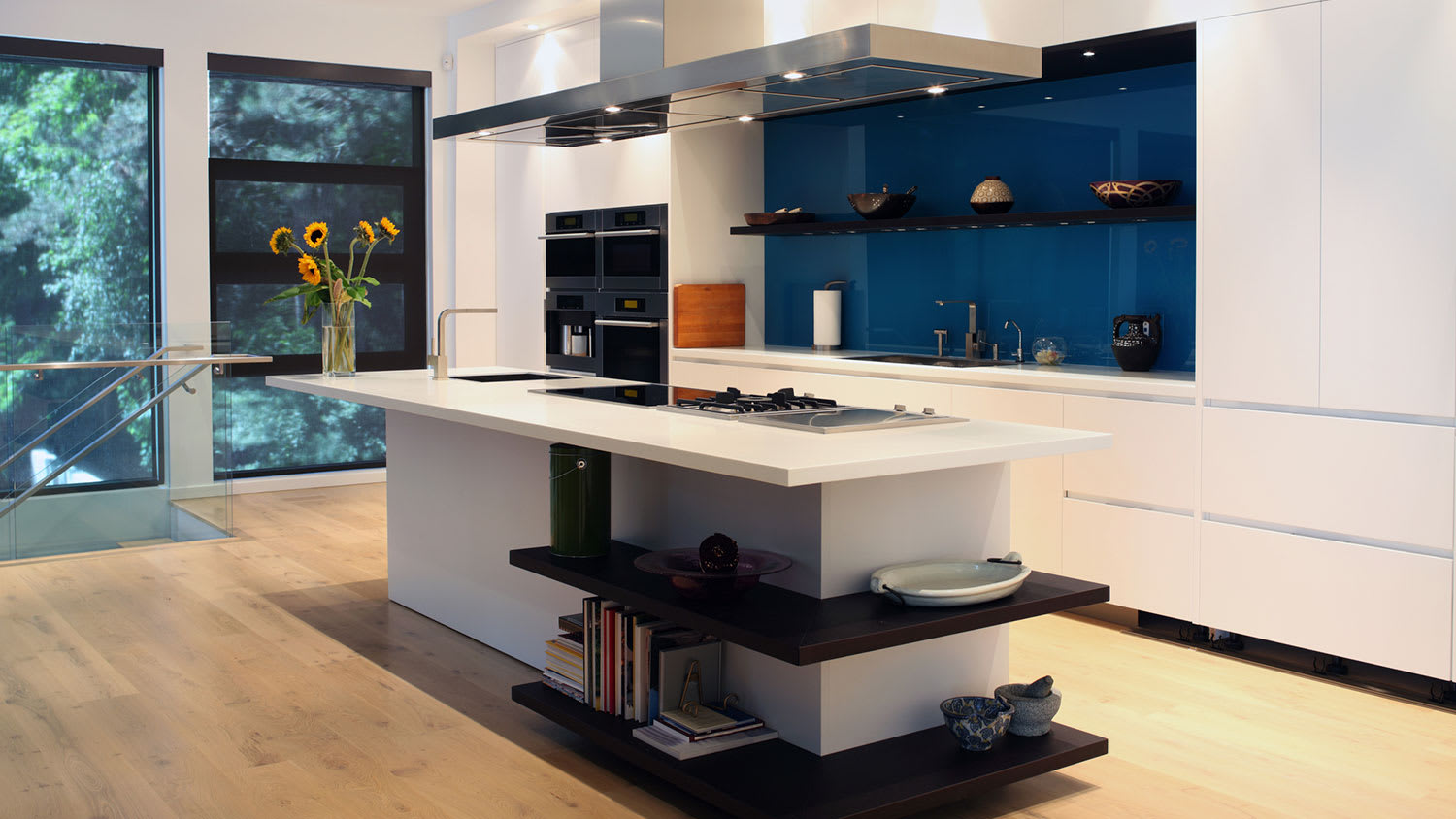 New contemporary kitchen with oversized range hood