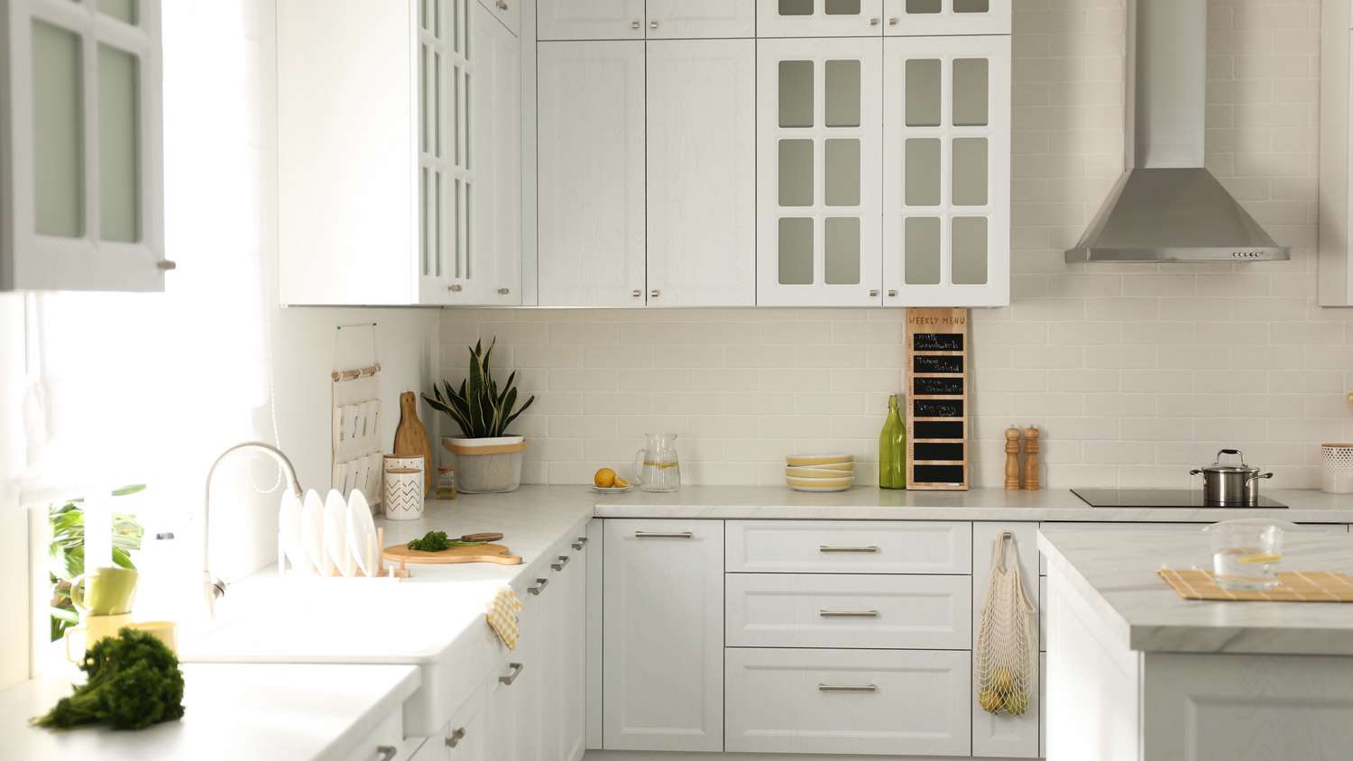 A big bright white kitchen