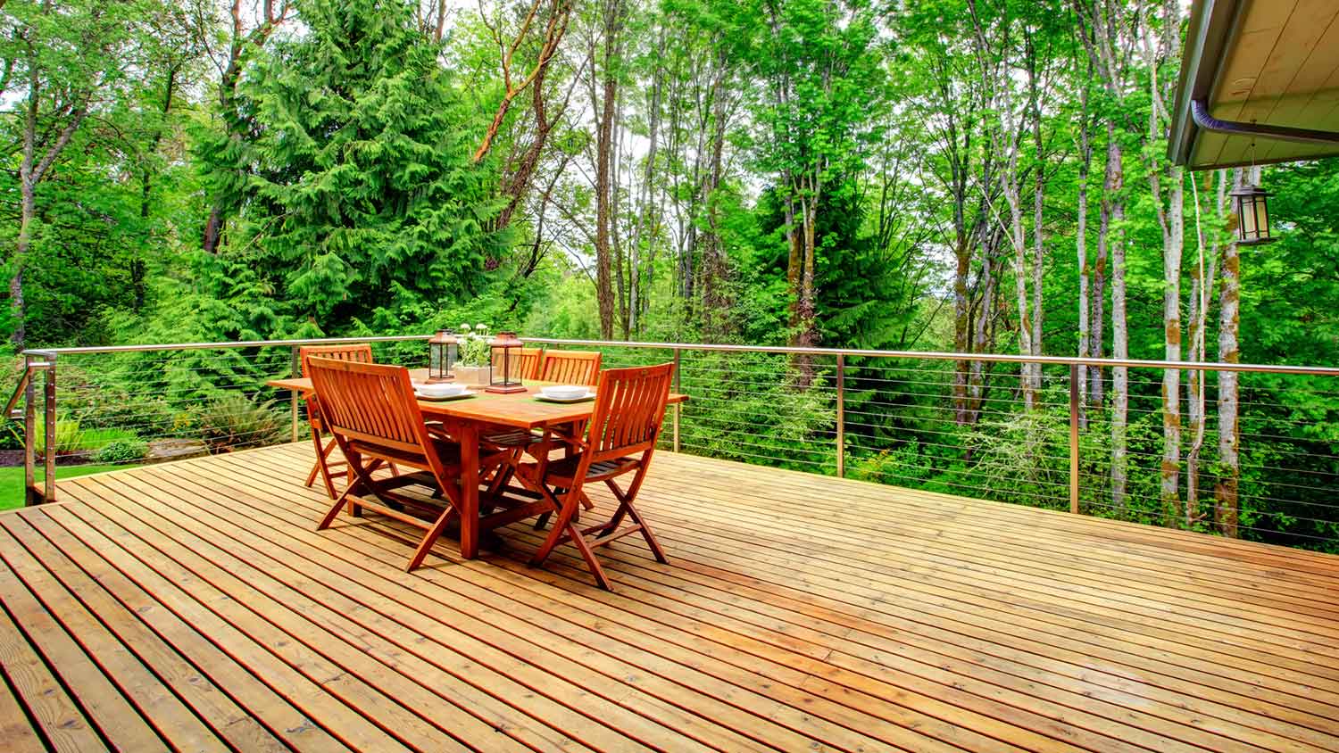 Large cabin deck with forest view