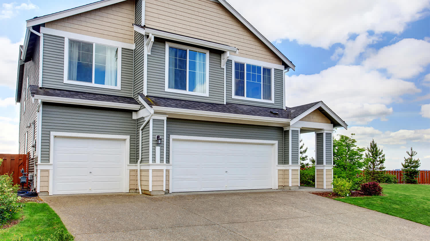 A house with concrete driveway
