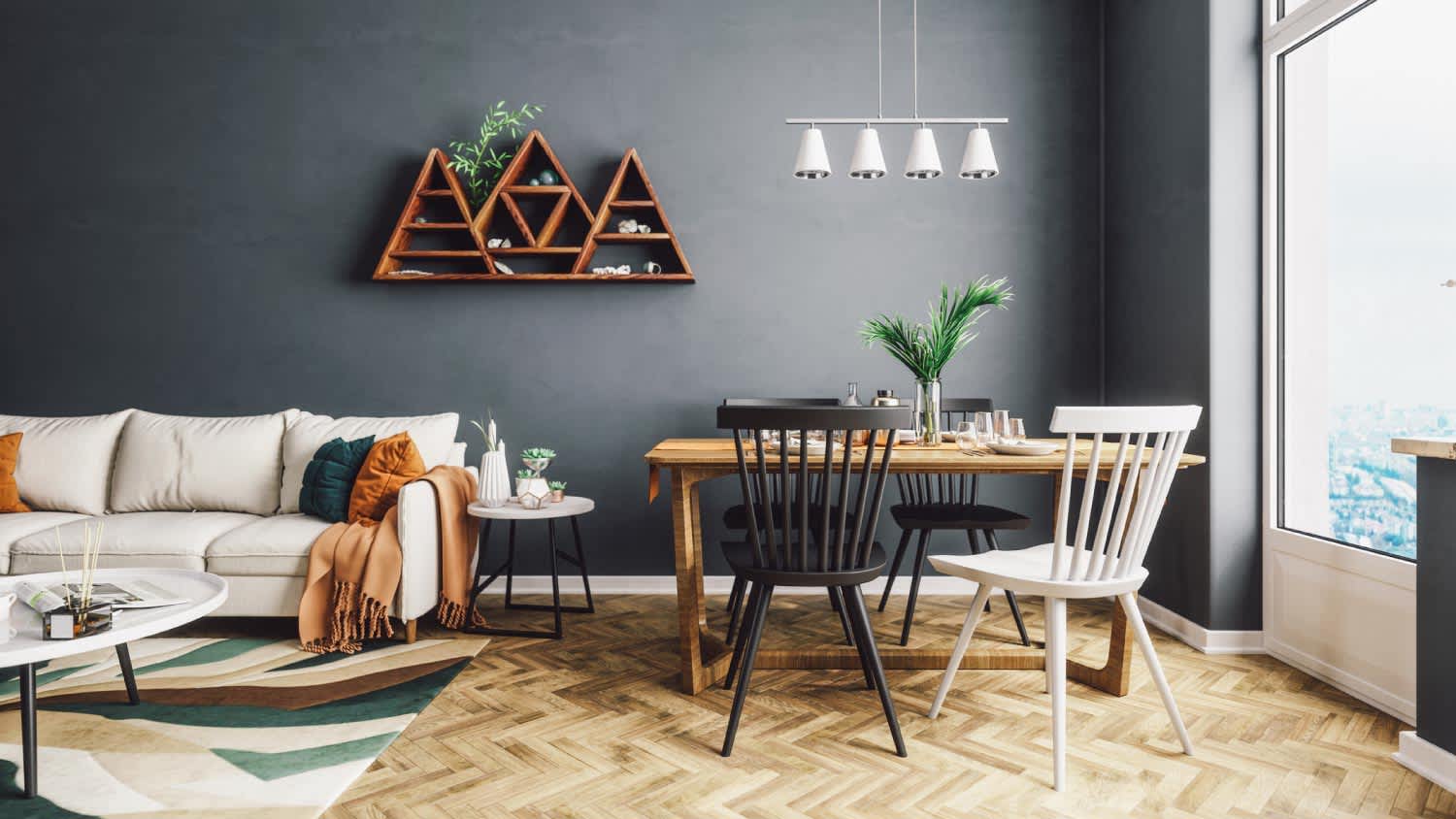 Scandinavian style living and dining room