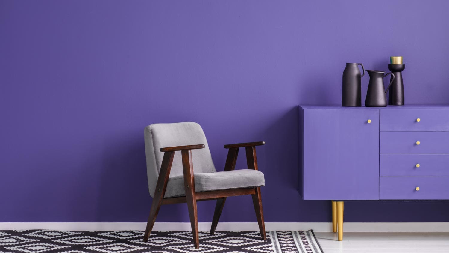 A violet living room interior