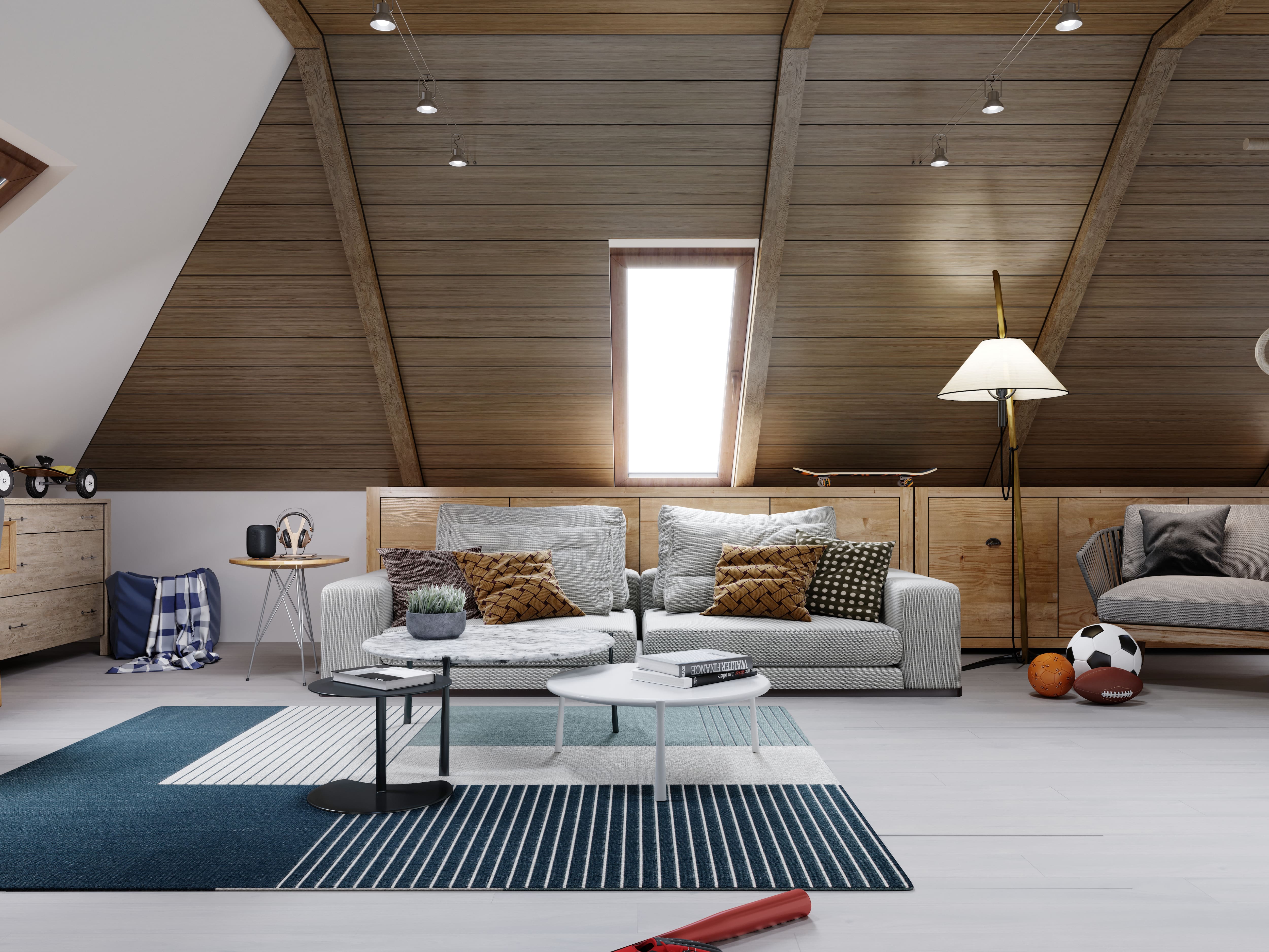 Teen bedroom and lounge in remodeled attic