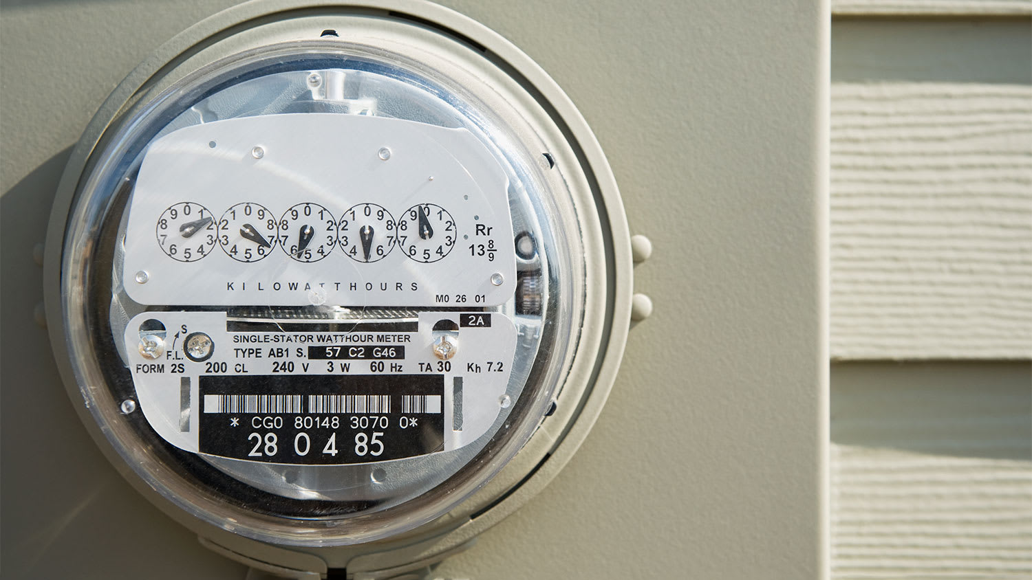 Circular electric meter on wall