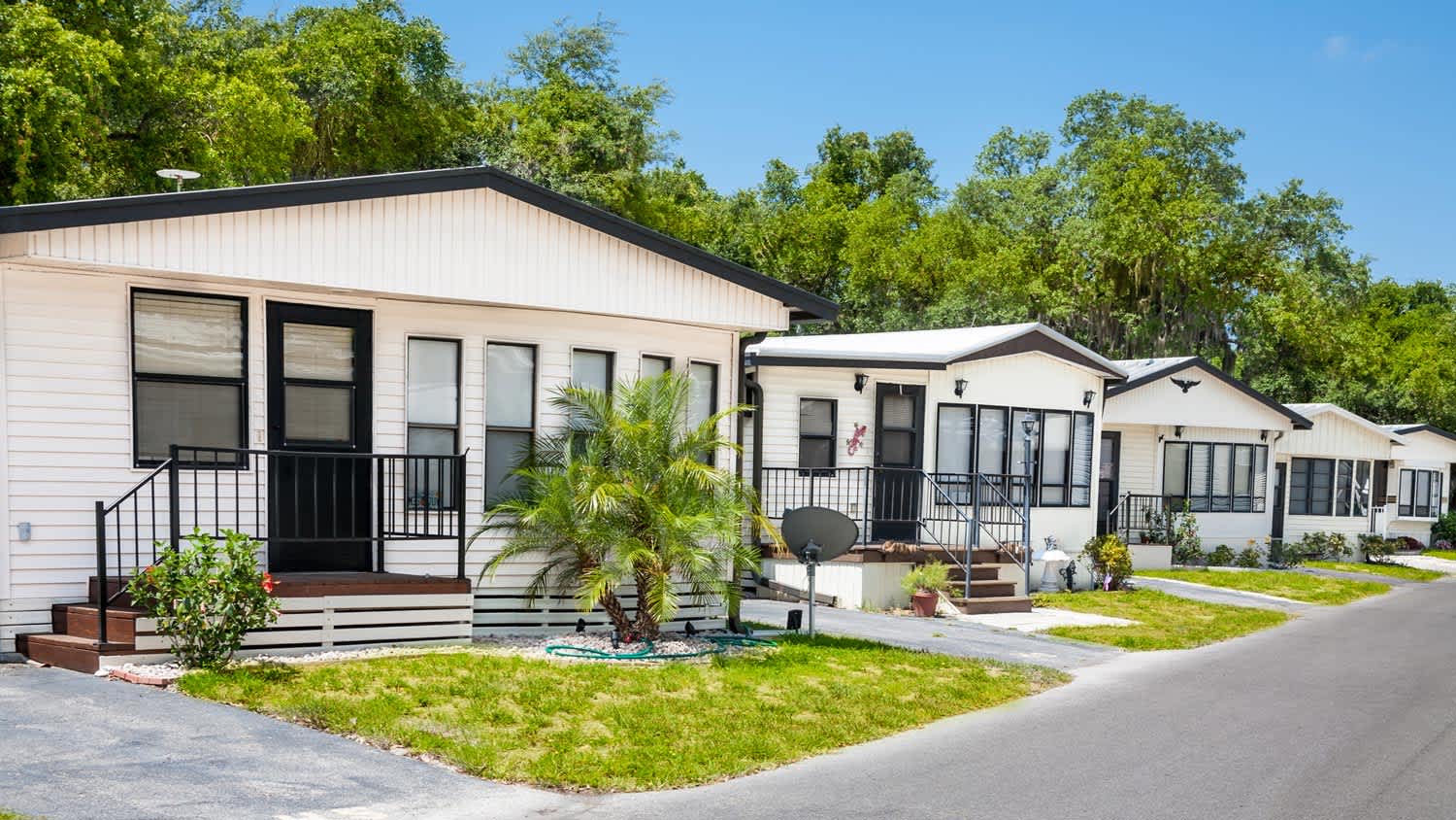 An array of mobile homes creating a small community