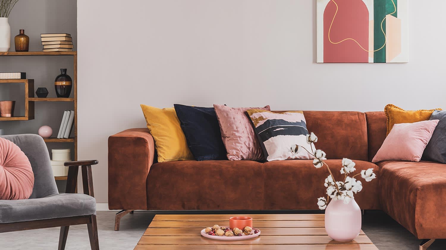 Decorated living room warm colors