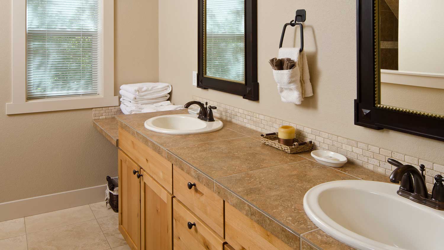 bathroom countertop made with ceramic tile
