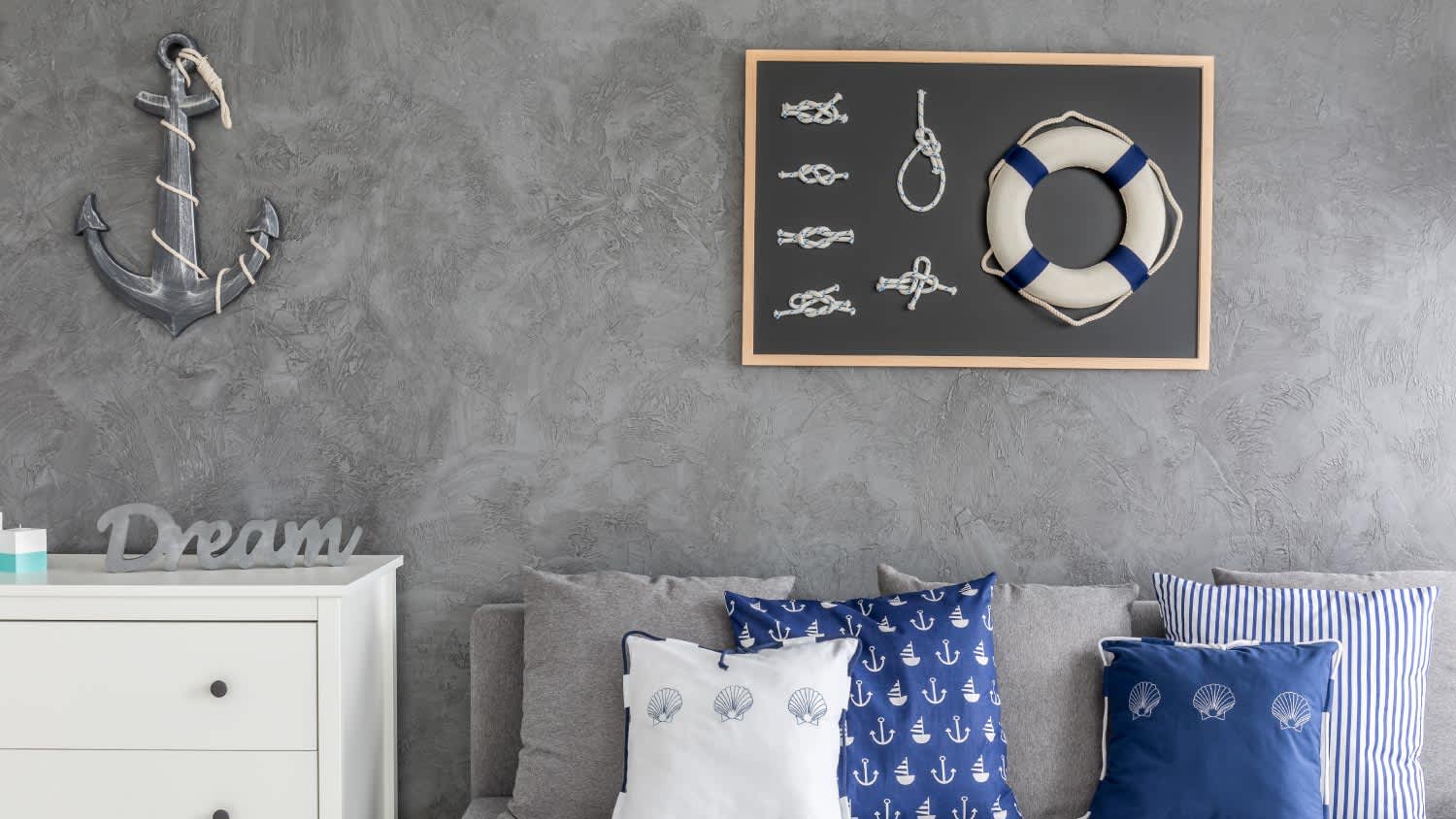 Living room with nautical decorations