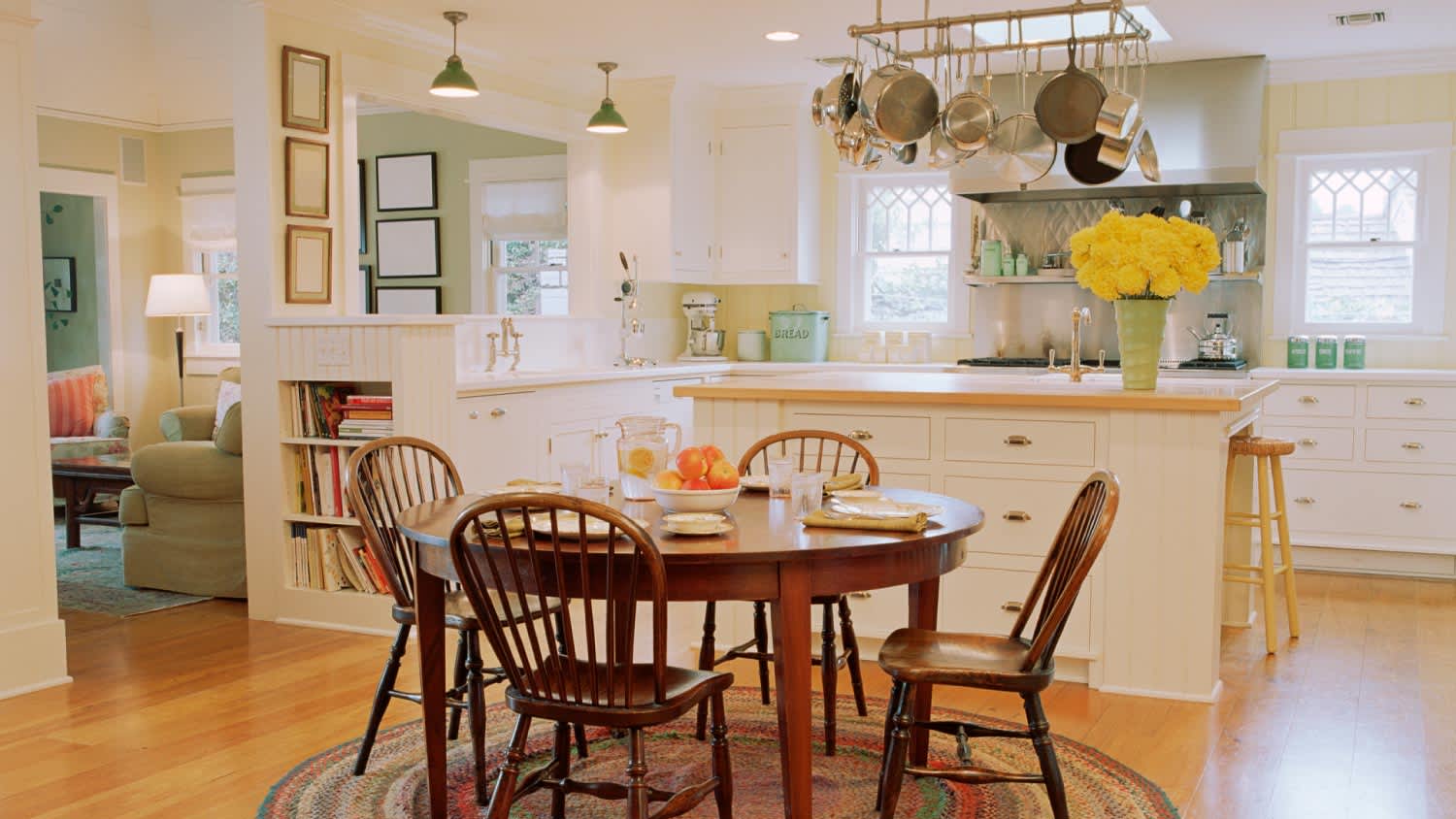 Wooden table and chairs in traditional kitchen