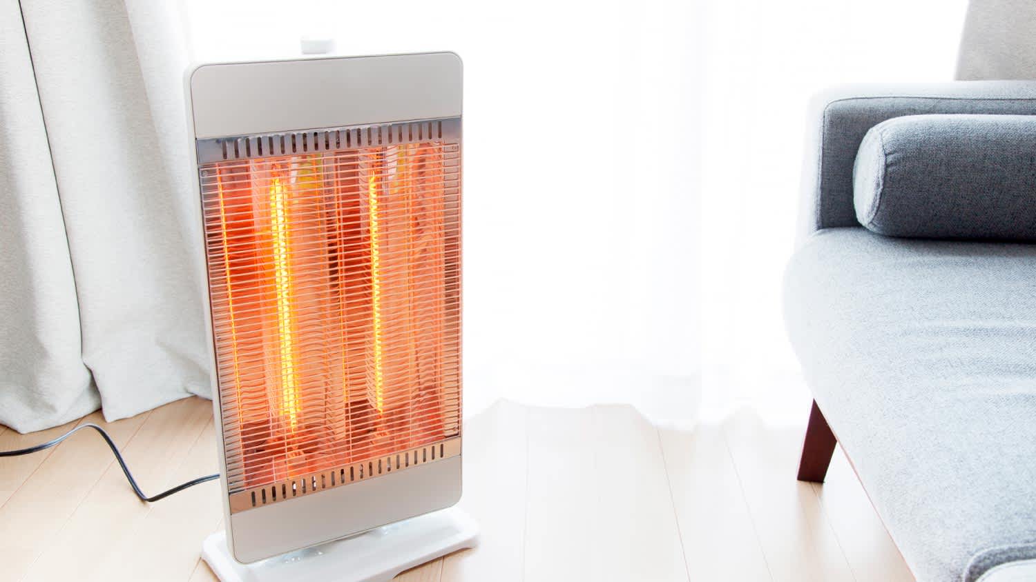 A white radiant space heater