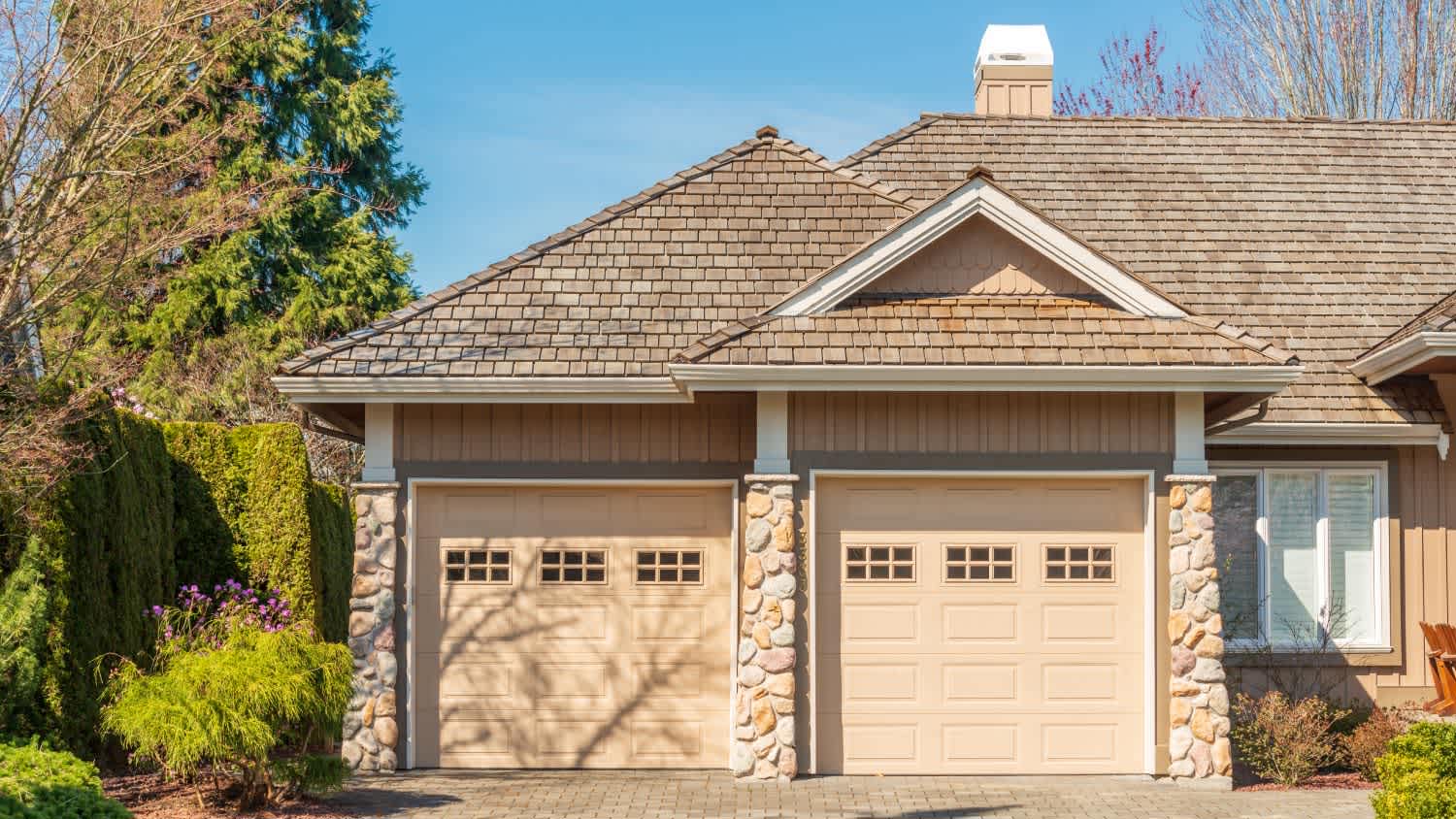 Garage door in luxury house