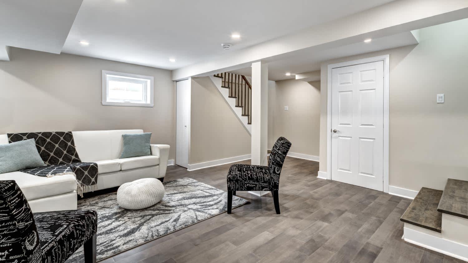 A recently renovated basement