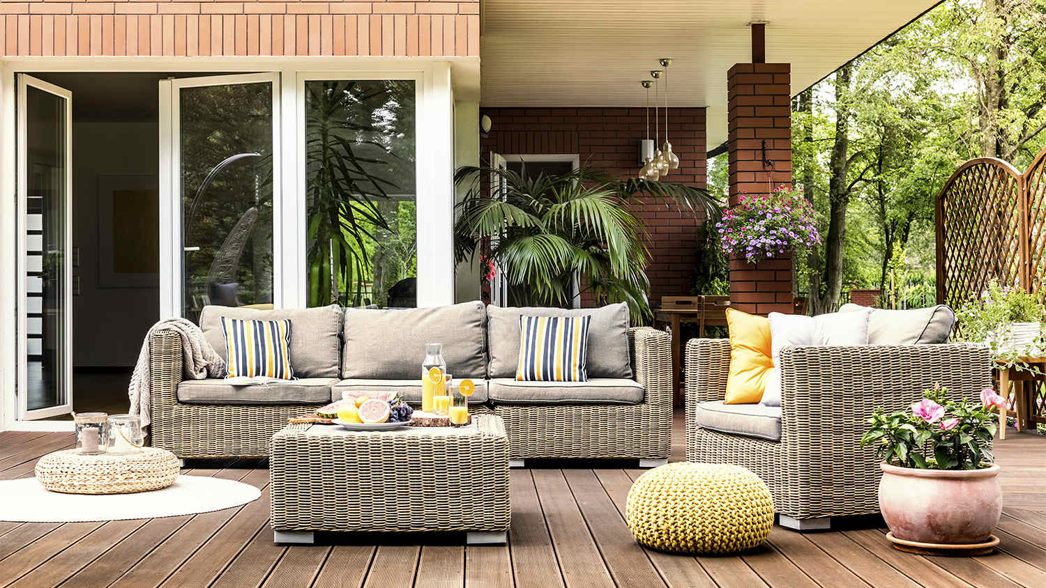 large garden patio oasis