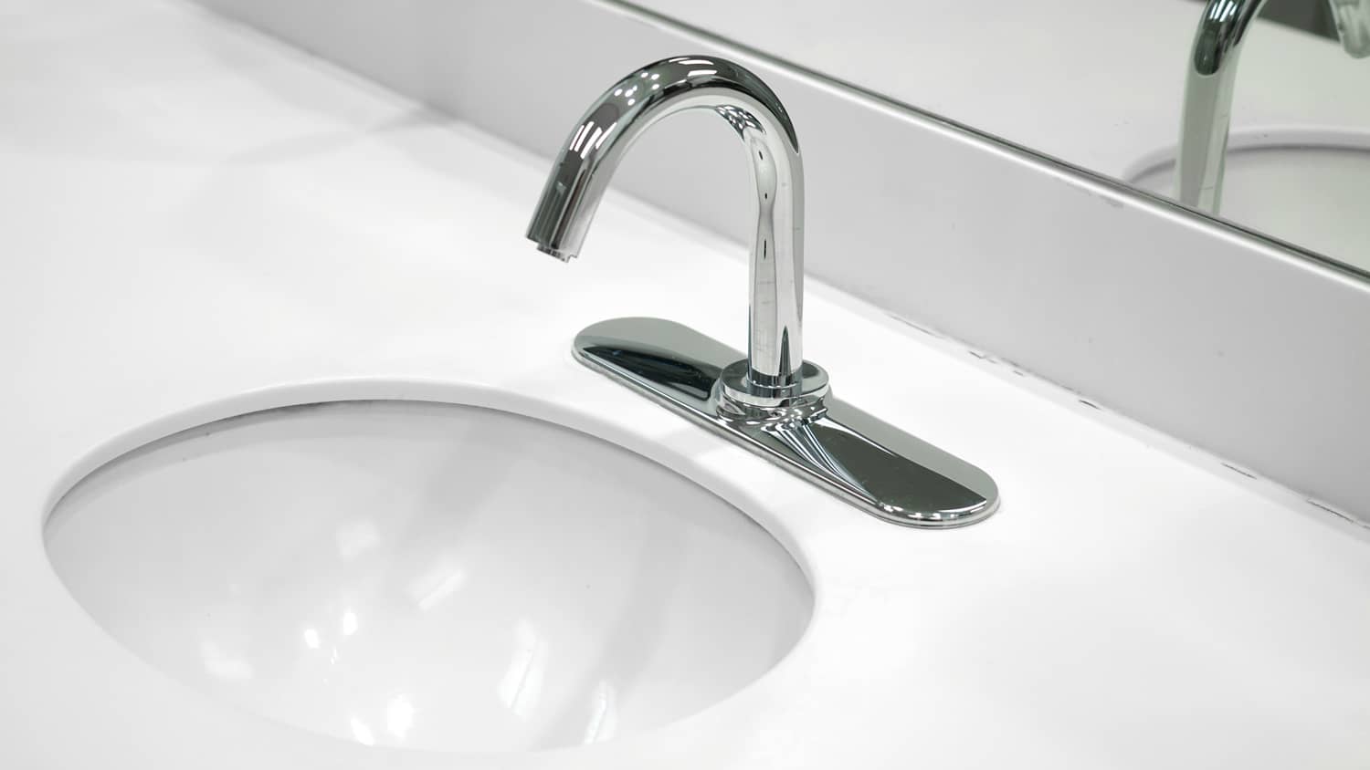 Close-up of a white stainless sink