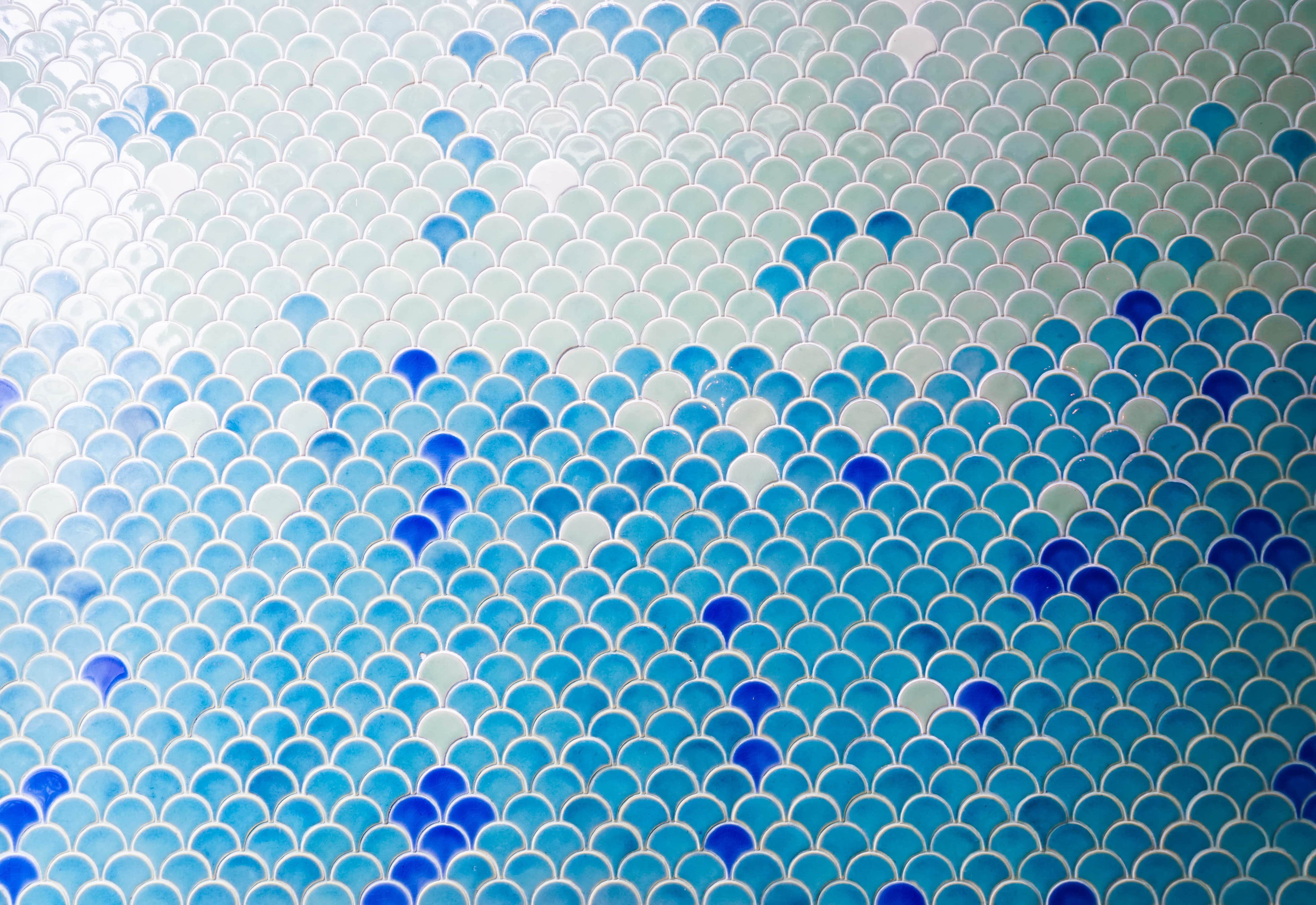 Blue fish scale tiles